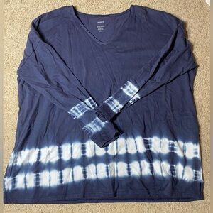 Womens pure jill tie-dyed relaxed v neck shirt size medium petite